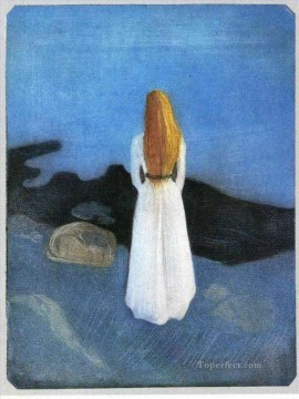 young woman on the shore 1896 Edvard Munch Expressionism Oil Paintings